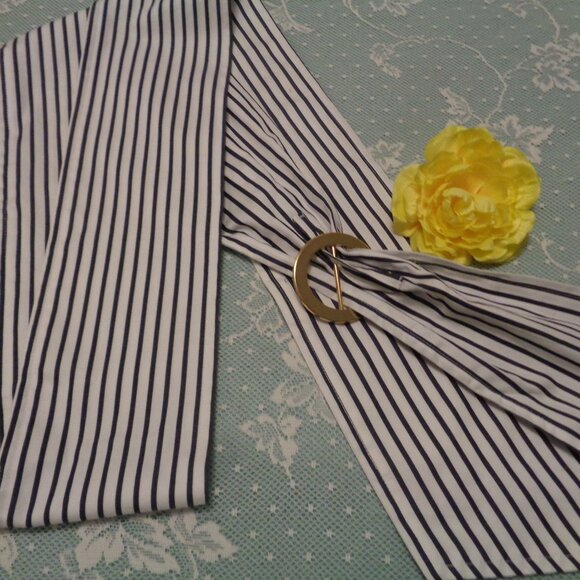 FRENCH GIRL STYLE STRIPES CLOTHE WRAP BELT W GOLDTONE BUCKLE main image 5